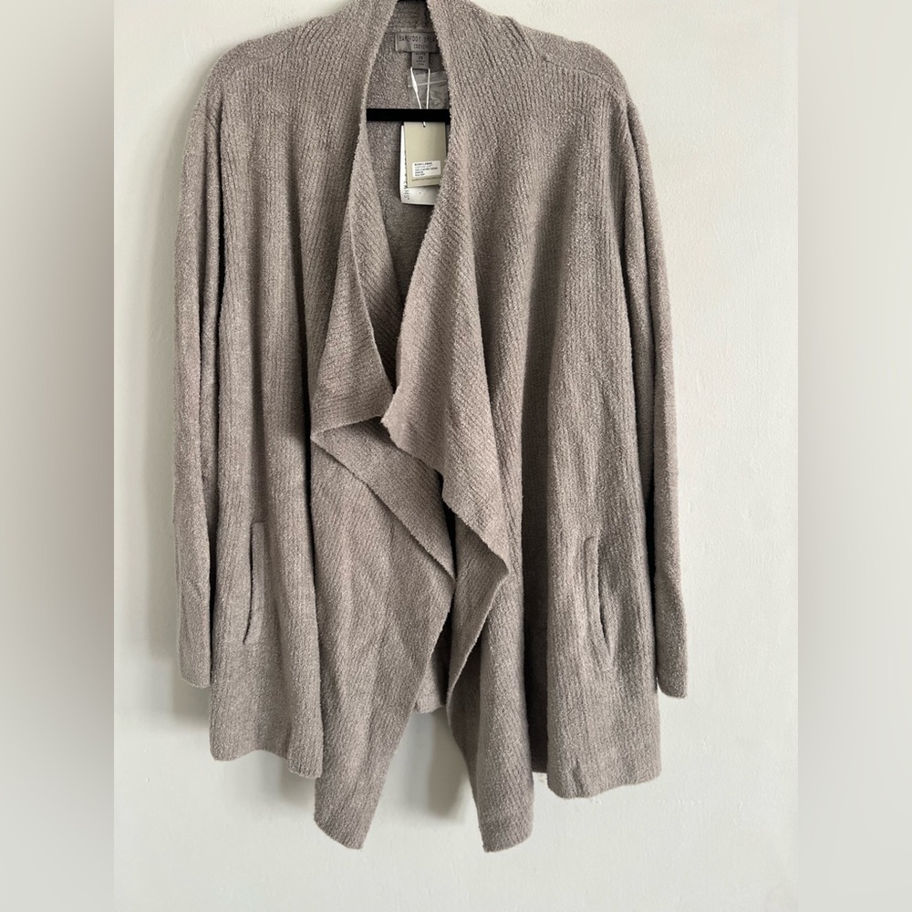 Barefoot Dreams Cozychic Lite Ribbed Island Wrap Cardigan in Pewter Sz 2XP NWT - Picture 3 of 11